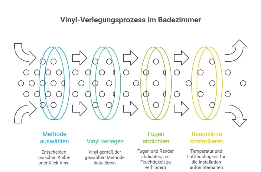 Vinyl-Verlegungsprozess im Badezimmer