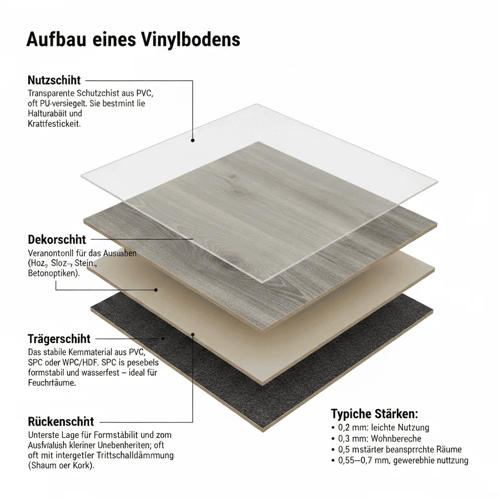 Aufbau eines Vinylbodens