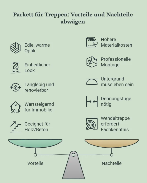 Parkett für die Treppe_ Vorteile & Nachteile
